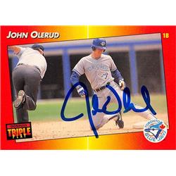 626138 John Olerud Autographed Baseball Card - Toronto Blue Jays - 1992 Donruss Triple Play No.110