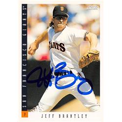 626317 Jeff Brantley Autographed Baseball Card - San Francisco Giants - 1993 Score No.153