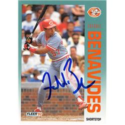 626327 Freddie Benavides Autographed Baseball Card - Cincinnati Reds - 1992 Fleer No.399