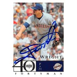 626850 Jaret Wright Autographed Baseball Card - San Diego Padres - 2003 Upper Deck Fortyman No.653