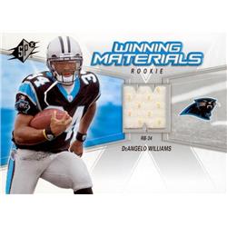 Deangelo Williams Player Worn Jersey Patch Football Card - Carolina Panthers - 2006 Upper Deck SPX Winning Materials Rookie No.WMRDW White