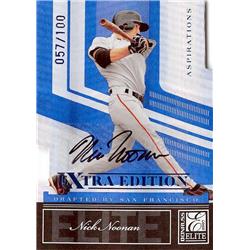 650783 Nick Noonan Autographed Baseball Card - San Francisco Giants - 2007 Donruss Elite Rookie Refractor No.147 LE 57-100