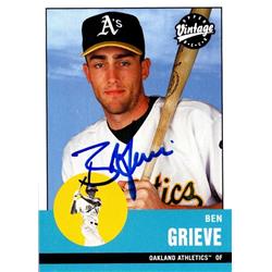 650985 Ben Grieve Autographed Baseball Card - Oakland Athletics, FT - 2001 Upper Deck Vintage No.22