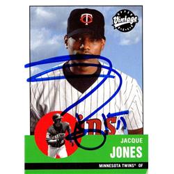 651009 Jacque Jones Autographed Baseball Card - Minnesota Twins, FT - 2001 Upper Deck Vintage No.131