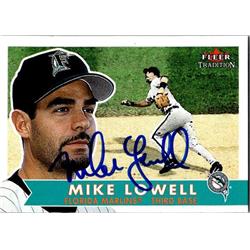 651325 Mike Lowell Autographed Baseball Card - Florida Marlins, FT - 2001 Fleer Tradition No.185