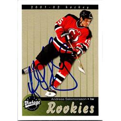 651687 Andreas Salomonsson Autographed Hockey Card - New Jersey Devils, FT - 2001 Upper Deck Vintage Rookie No.286