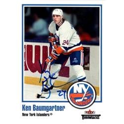 652031 Ken Baumgartner Autographed Hockey Card - New York Islanders, SC - 2002 Fleer Throwbacks No.61