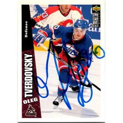652212 Oleg Tverdovsky Autographed Hockey Card - Phoenix Coyotes, FT - 1996 Upper Deck No.199
