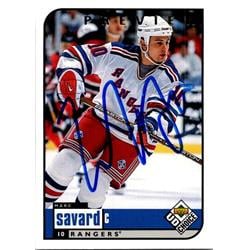 Marc Savard Autographed Hockey Card - New York Rangers, FT - 1998 Upper Deck Choice No.133