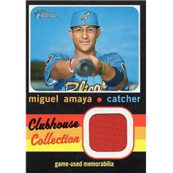 652640 Miguel Amaya Player Worn Jersey Patch Baseball Card - Chicago Cubs, Myrtle Beach Pelicans - 2020 Topps Heritage Clubhouse Collection No.CCRMA