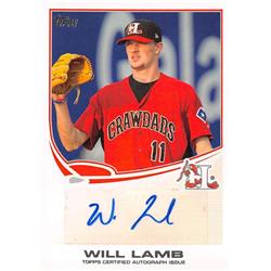 653318 Will Lamb Autographed Baseball Card - Hickory Crawdads - 2013 Topps Pro Debut Rookie No.PDAWL