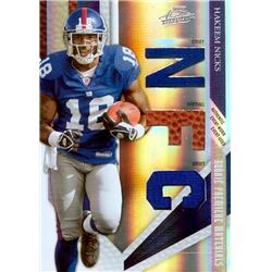 Picture of Autograph Warehouse 583323 Hakeem Nicks Player Worn Jersey Patch Football Card - New York Giants - 2009 Playoff Absolute Rookie Premiere No.214 LE 30-99