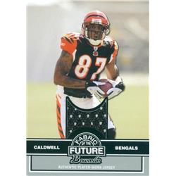 583325 Andre Caldwell Player Worn Jersey Patch Football Card - Cincinnati Bengals - 2008 Bowman Fabric of the Future No.FFAC