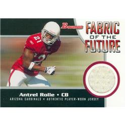 Picture of Autograph Warehouse 583398 Antrel Rolle Player Worn Jersey Patch Football Card - Arizona Cardinals - 2005 Bowman Fabric of the Future No.FFARO