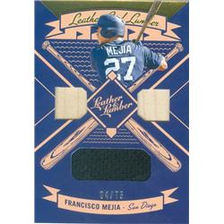 583485 Francisco Mejia Player Worn Jersey & Bat Patch Baseball Card - San Diego Padres - 2019 Panini Leather & Lumber No.LLTFM LE 4-75