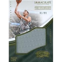 Picture of Autograph Warehouse 583502 David Lee Player Worn Jersey Patch Basketball Card - San Antonio Spurs - 2017 Panini Immaculate Collection No.STDAV LE 81-99