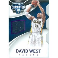 Picture of Autograph Warehouse 583524 David West Player Worn Jersey Patch Basketball Card - Indiana Pacers - 2015 Panini Totally Certified No.25 LE 15-49