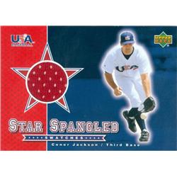 583613 Conor Jackson Player Worn Jersey Patch Baseball Card - Team USA - 2002 Upper Deck Star Spangled Rookie No.SSCJ