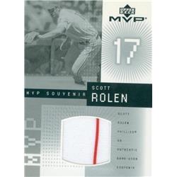 583628 Scott Rolen Player Worn Jersey Patch Baseball Card - Philadelphia Phillies - 2002 Upper Deck MVP No.JSR