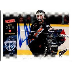 654167 Olaf Kolzig Autographed Hockey Card - Washington Capitals, FT - 2000 Upper Deck Victory No.239