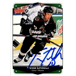 654354 Trevor Letowski Autographed Hockey Card - Phoenix Coyotes, FT - 1999 Upper Deck Victory No.226