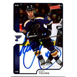 654367 Scott Young Autographed Hockey Card - St. Louis Blues, FT - 2002 Upper Deck Victory No.189