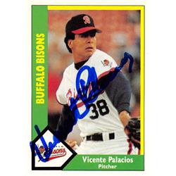 618501 Vincente Palacios Autographed Baseball Card - Buffalo Bisons, Pirates - 1990 CMC Minor League Rookie No.7