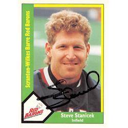 Steve Stanicek autographed Baseball Card (Scranton-Wilkes Barre Red Barons, Phillies) 1990 CMC Minor League Rookie #242 - Baseball Slabbed Autographed Cards