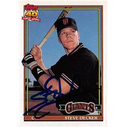 618692 Steve Decker Autographed Baseball Card - San Francisco Giants, SC - 1991 Topps Traded No.29T