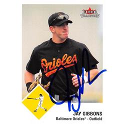 618781 Jay Gibbons Autographed Baseball Card - Baltimore Orioles, SC - 2003 Fleer Tradtion No.252