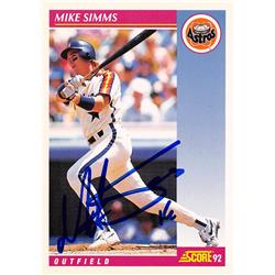 618888 Mike Simms Autographed Baseball Card - Houston Astros, SC - 1992 Score No.632