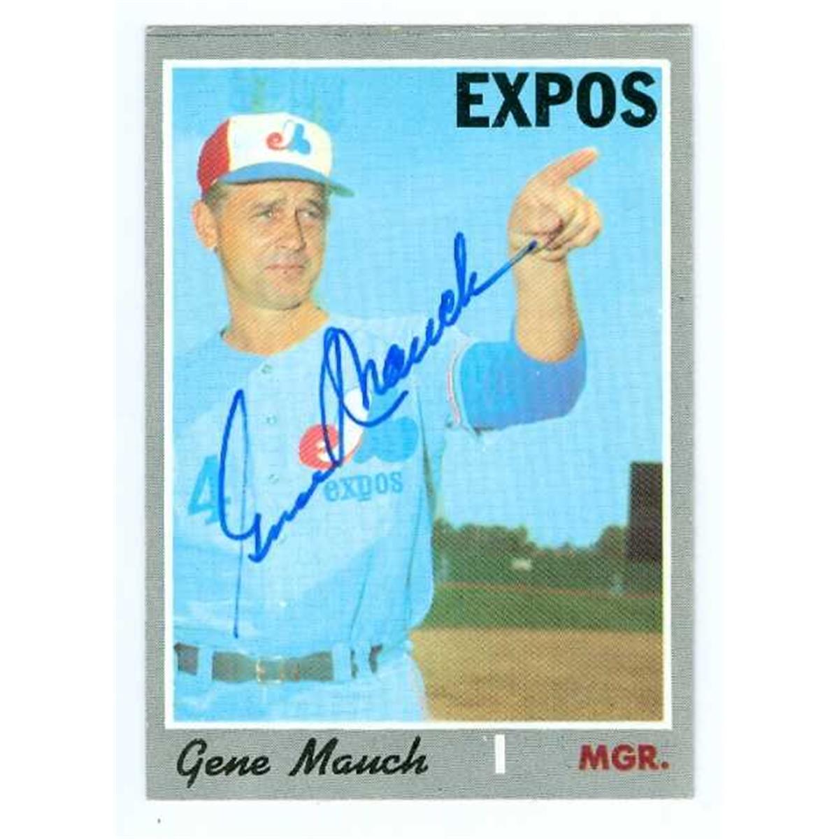 Gene Mauch Autographed Baseball Card - Montreal Expos - 1970 Topps