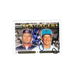 585609 Mike Hargrove & Rene Lacheman Autographed Baseball Card 1993 Topps Managers Baseball Card - Marlins Indians
