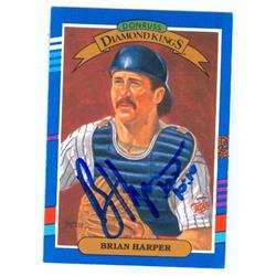 585802 Brian Harper Autographed Baseball Card - Minnesota Twins - 1990 Donruss No.22 Diamond Kings