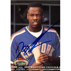 586714 Dwight Gooden Autographed Baseball Card - New York Mets Doc - 1992 Topps Stadium Club No.602 Members Choice