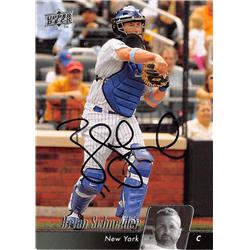 586826 Brian Schneider Autographed Baseball Card - New York Mets SC1 - 2010 Upper Deck No.332