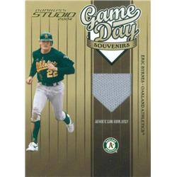 587625 Eric Byrnes Player Worn Jersey Patch Baseball Card - Oakland Athletics - 2004 Donruss Studio Game Day Souvenirs No.GD63
