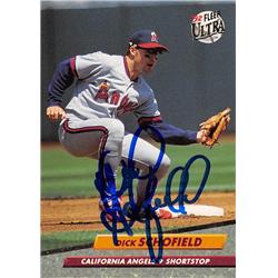 622674 Dick Schofield Autographed Baseball Card - California Angels - 1992 Fleer Ultra No.30