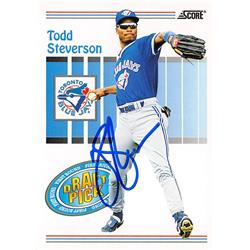 622735 Todd Steverson Autographed Baseball Card - Toronto Blue Jays - 1993 Score Draft Pick Rookie No.496