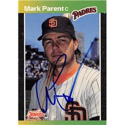 622892 Mark Parent Autographed Baseball Card - San Diego Padres - 1989 Donruss No.420