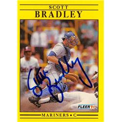 623012 Scott Bradley Autographed Baseball Card - Seattle Mariners - 1991 Fleer No.443