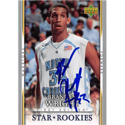623570 Brandon Wright Autographed Basketball Card - North Carolina Tar Heels - 2007 Upper Deck Star Rookie No.208
