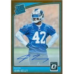 624170 John Kelly Autographed Football Card - Los Angeles Rams - 2018 Donruss Rated Rookie No.195