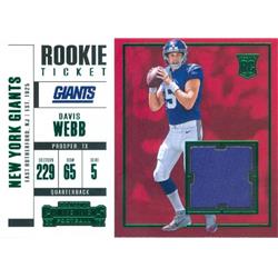 624924 David Webb Player Worn Jersey Patch Football Card - New York Giants - 2017 Panini Contenders Rookie Ticket No.SW5