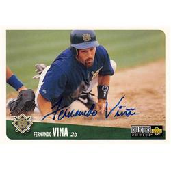 Fernando Vina Autographed Baseball Card - Milwaukee Brewers - 1996 Upper Deck No.197