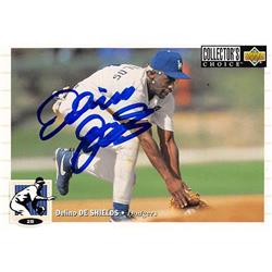 637581 Delino Deshields Autographed Baseball Card - Los Angeles Dodgers - 1994 Upper Deck No.524