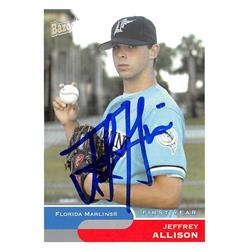 637745 Jeffrey Allison Autographed Baseball Card - Florida Marlins - 2004 Topps Bazooka First Year Rookie No.297
