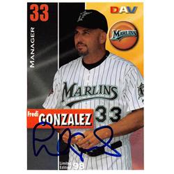 637774 Fredi Gonzalez Autographed Baseball Card - Florida Marlins - 2008 Dav Manager No.33