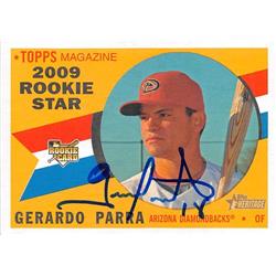 637826 Gerardo Parra Autographed Baseball Card - Arizona Diamondbacks - 2009 Topps Heritage No.578 Rookie Star