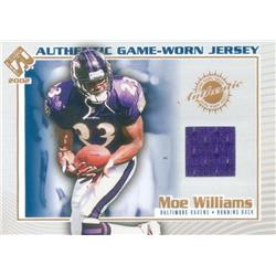Moe Williams Player Worn Jersey Patch Football Card - Baltimore Ravens - 2002 Pacific Private Stock No.17